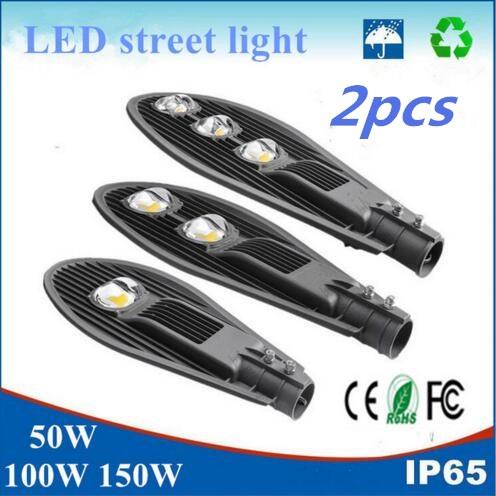 2pcs Outdoor lighting Led Street light 50W 100W 150W Led Streetlight COB Street lamp Waterproof IP65 AC85-265V Path Lights