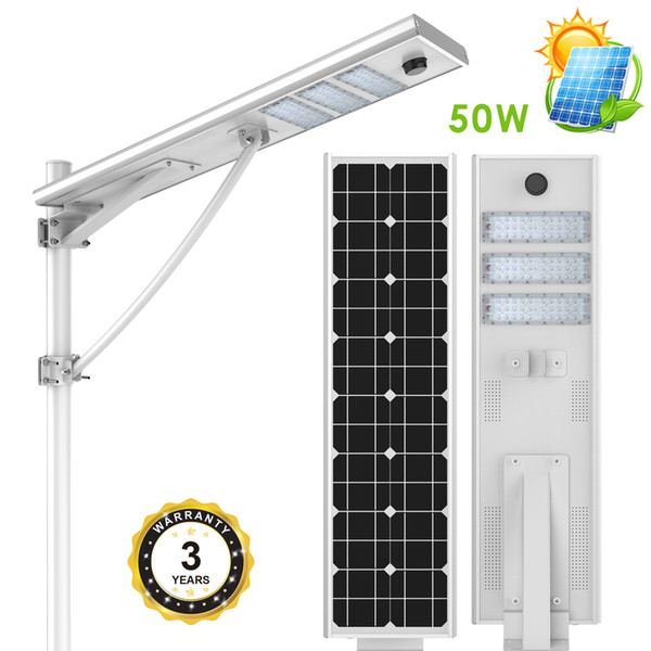 US stock 50W solar led street light solar outdoor led lighting motion all in one sensor Light/body induction 5000lm