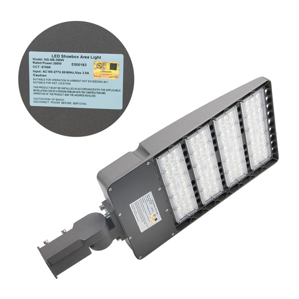 300w slip fitter mount led shoebox road light 130lm/w 5 years warranty IP65 outdoor pathway garden street lighting