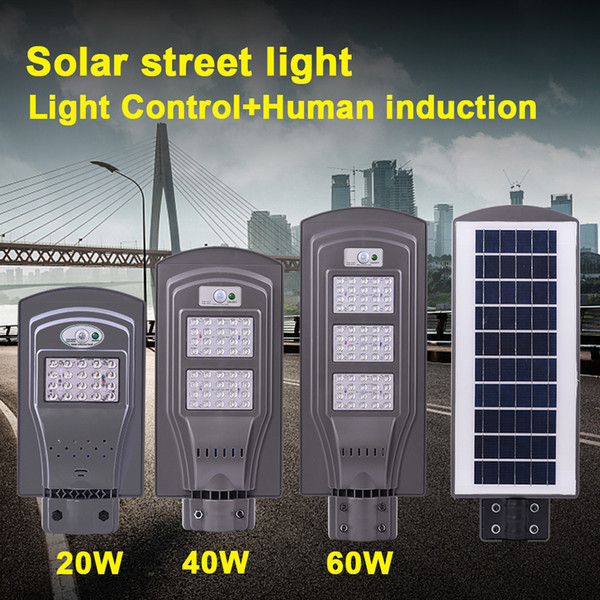 LED Solar Street Lights 60W 40W 20W (Radar Sensor + Photocell Sensor ) Led Steet Lights Waterproof Outdoor Led Lamps