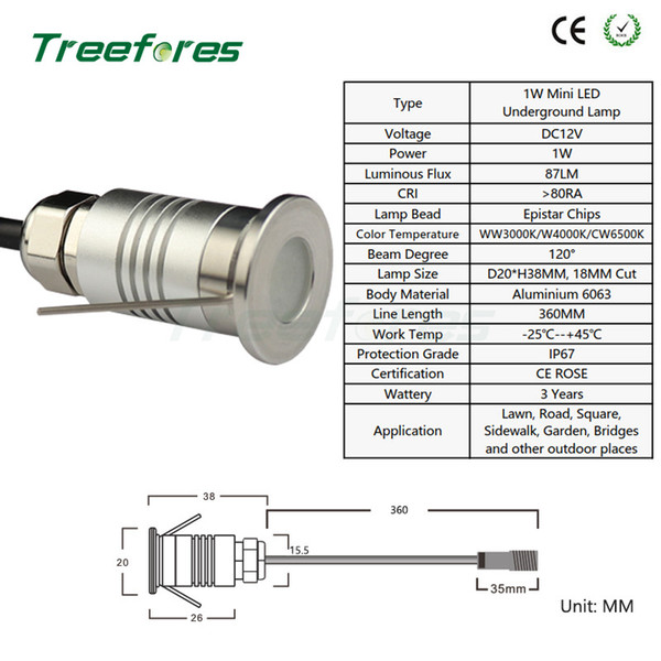 DC12V 1W Mini LED Underground Lamp IP67 Waterproof Light Outdoor Ground Garden Path Floor Buried Yard Spot Landscape Led Lamps