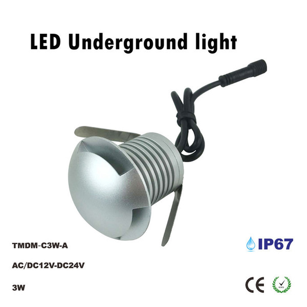 50pcs/lot Low Voltage LED Deck Light 12V 24V IP67 3W Waterproof Underground Buried Lamp laminate flooring Outdoor Garden Ground Lights LED