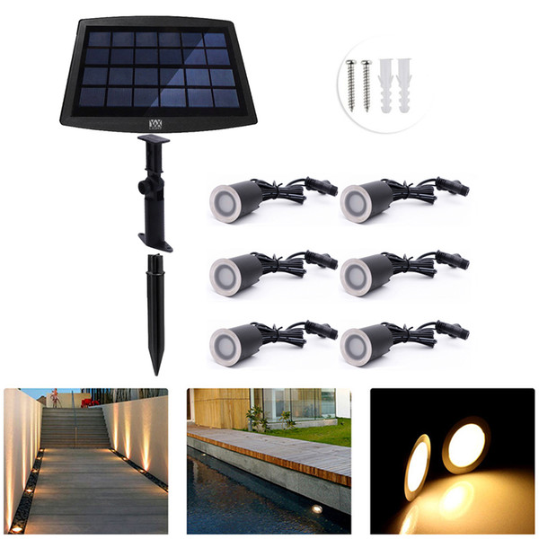 YWXLight 6 PCS LED Solar Deck Lights IP67 Waterproof Light Sensing outdoor Light Embedded Decorative Underground Lamp