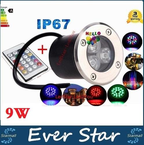12V 9W Led RGB Underground Light Deck Lamp Outdoor IP67 Buried Recessed Floor Lights Warm/Cold White Red Blue Green With Remote Controller