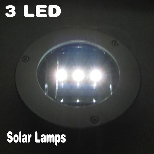 New Arrival 3 LED Solar Waterproof Underground Light Lamp Round Floor Lamps Garden Road Lights Free Shipping