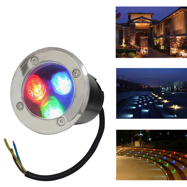 Underground Light LED 3W RGB Outdoor Waterproof IP67 Spot Lamp AC 12V 24V Stainless Steel Material for Garden Plaza Landcape Lighting FCC