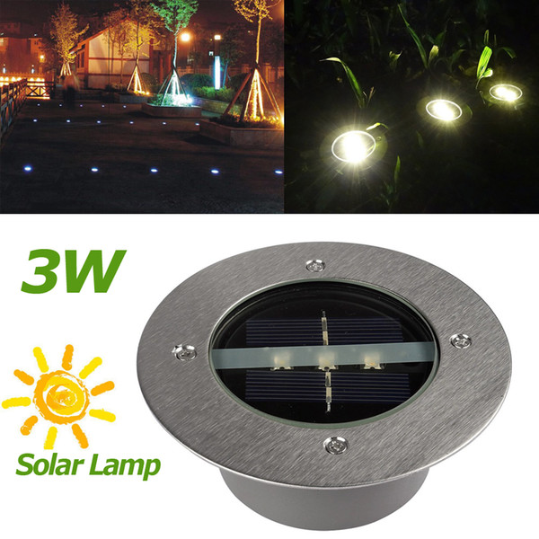 Solar Underground Lamps 3 LED Buried Lamp Light Outdoor Path Way Garden Under Ground Decking Waterproof LEG_20F