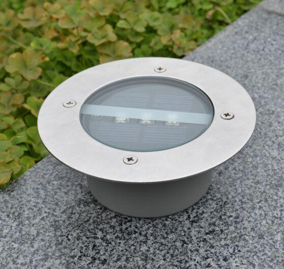 Outdoor Solar Power 3 LED Bulbs Light Path Way Solar Lamps Garden Under Ground Decking Yard Buried Lamp