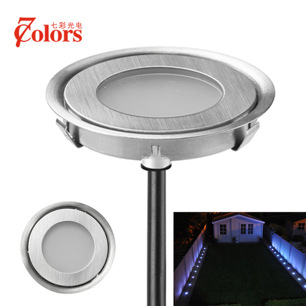 Wholesale-10pcs/lot 7Colors Led Inground Spot for Outdoor Garden Patio Paver Plinth Decoration IP67 12V Steel LED Step Deck Lighting