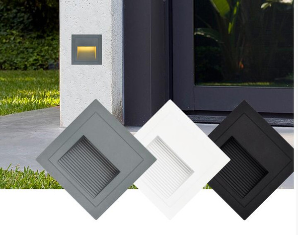 85-265V 3W Led Footlight Embedded Corner Lamp Outdoor Step Stair Lights Waterproof Recessed Underground Buried Lamps with 86 box