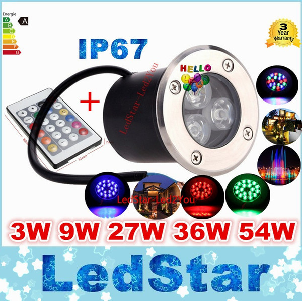 12V 9W Led RGB Underground Light Deck Lamp Outdoor IP67 Buried Recessed Floor Lights Warm/Cold White Red Blue Green With Remote Controller