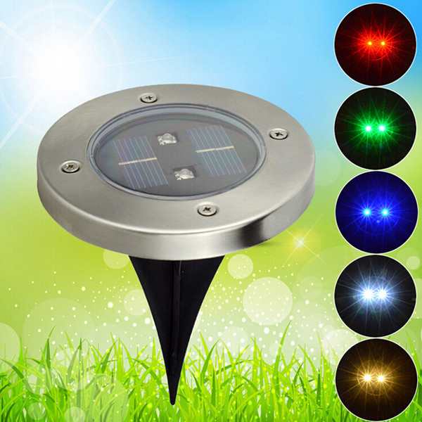 High Quality Solar Waterproof Underground Lamp Round Outdoor Decking 2 Pieces LED Lights For Garden Road Decoration