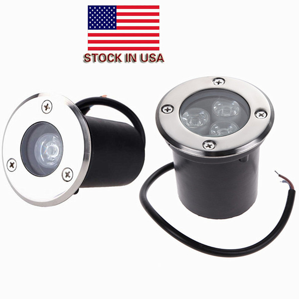 US Stock + Outdoor Underground LED Lamp Light 1W 3W IP67 Waterproof Garden Path Buried Yard Landscape Deck LED Lights AC 110-240V