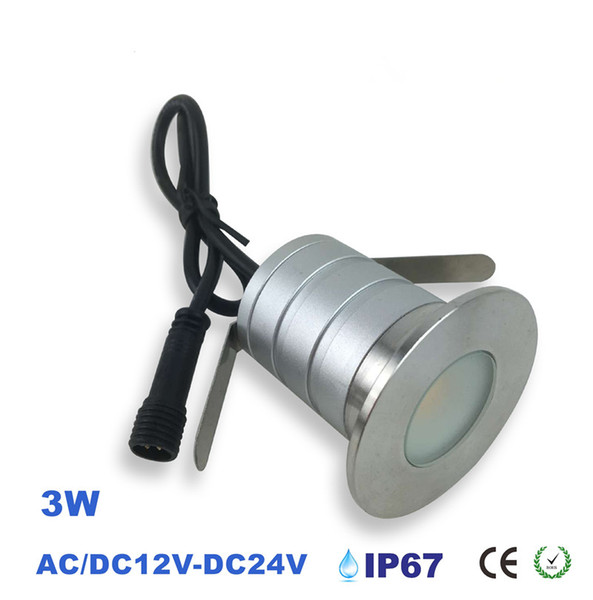 3W Underground Lamp, 12V 24V Outdoor LED Recessed Spotlight, IP67 Garden Landscaping Decking Lights 90 Degree, 20pcs /lot