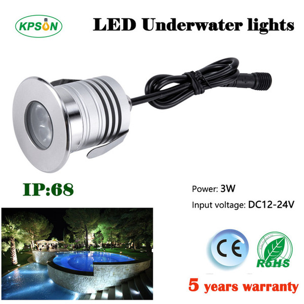 20pcs underwater light 3W 12V 24V IP68 Waterproof swimming pool light for waterfall fountain LED 3W pond lights fountain bulbs