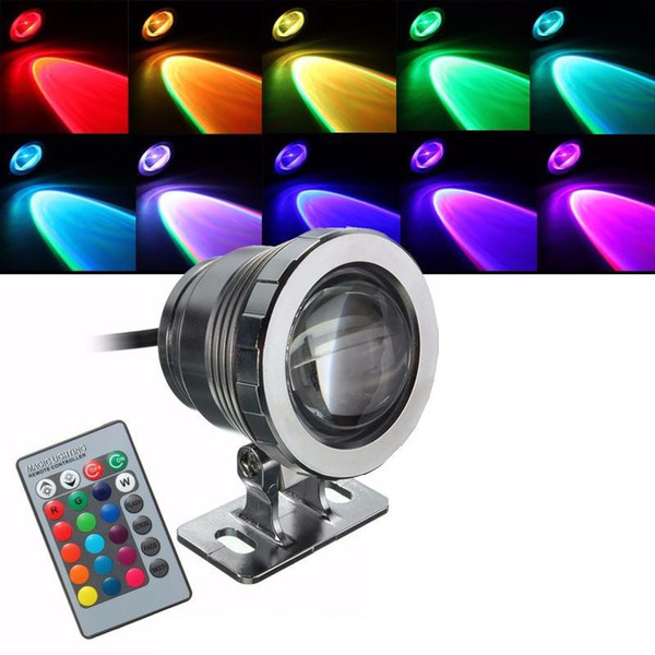 10W RGB LED Underwater Light Waterproof IP68 Fountain Swimming Pool Lamp 16 Colorful Change With 24Key IR Remote