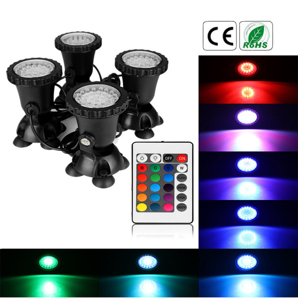 AUCD DC12V 1A IP68 RGB Colorful 4 In 1 LED Aquarium Spotlight Set Fish Tank Pool Diving Landscape Lamp Static Dynamic Effects LED-4IN1-WL