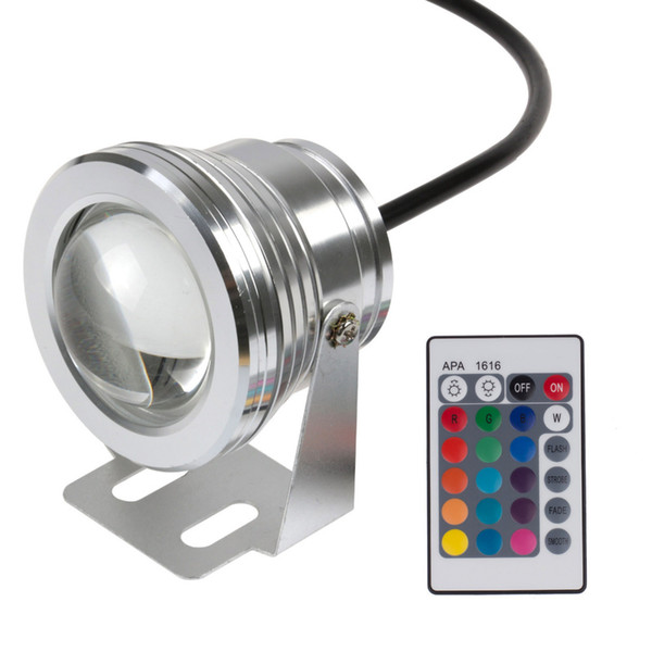 10W 12v underwater RGB Led Light 1000LM Waterproof IP65 fountain pool aquarium Lamp 16 color change 24key IR Remote controller