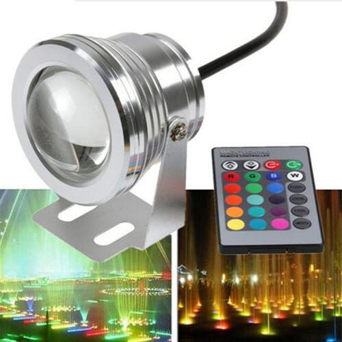 10W 12v underwater RGB Led Light 1000LM Waterproof IP65 fountain pool aquarium Lamp 16 color change 24key IR Remote controller