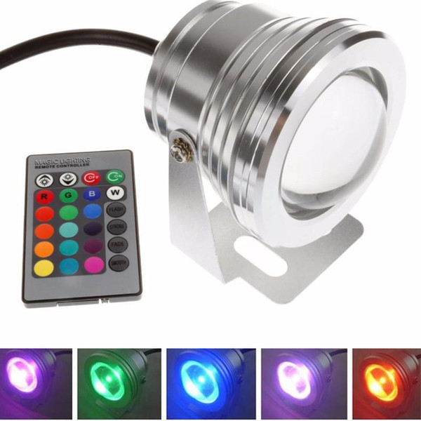 10W Waterproof LED Underwater lights RGB Spotlights DC 12V RGB Lighting with 24 Key IR Remote Controller Pool Fountain Pond