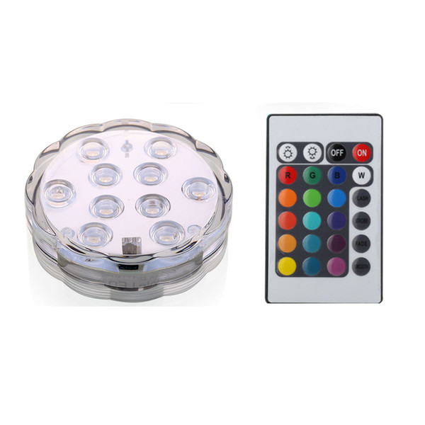 2PCS 10 LED Submersible Light UNDERWATER RGB POOL/BATH/SPA Light+Remote Control