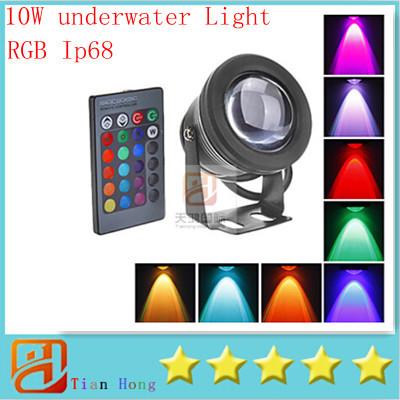 New 2016 Sample 10W RGB LED Underwater Light Waterproof IP68 Fountain Swimming Pool Lamp 16 Colorful Change With 24Key IR Remote