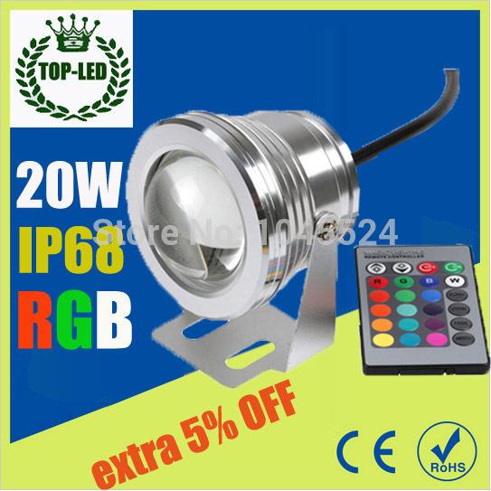 Wholesale-1000lumen 20W RGB LED Underwater Light 12V Color Changing Piscina Swimming Pool Lamp IP68 Waterproof With Remote Controller