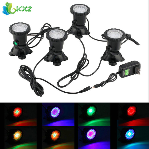 Wholesale-4pcs Waterproof Underwater Light Color LED Spotlight Lamp Garden Fountain Fish Tank Pool Pond Swimming Pool Aquarium Lighting