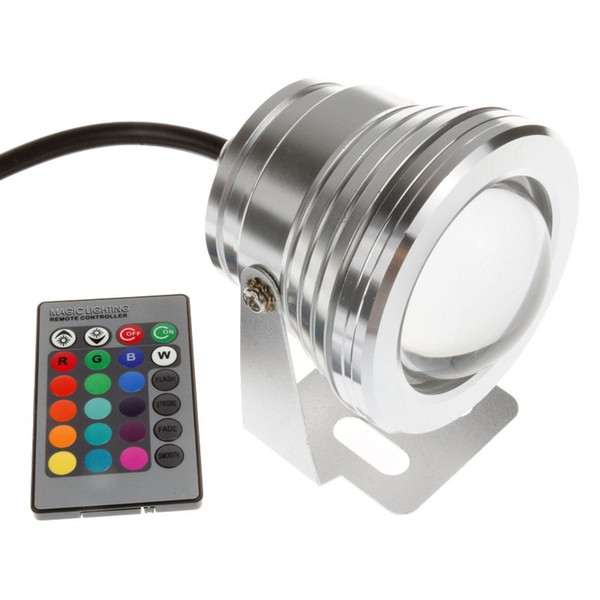 New 10W RGB LED Underwater Light DC 12V Waterproof IP67 Fountain Swimming Pool Landscape Lamp 16 Colorful Change With 24Key IR Remote