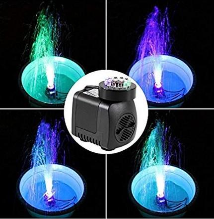 Water Fountain 25W High Pump with 12 LED Light Cord for Aquarium Fountain Fish Tank Pool Garden Pond