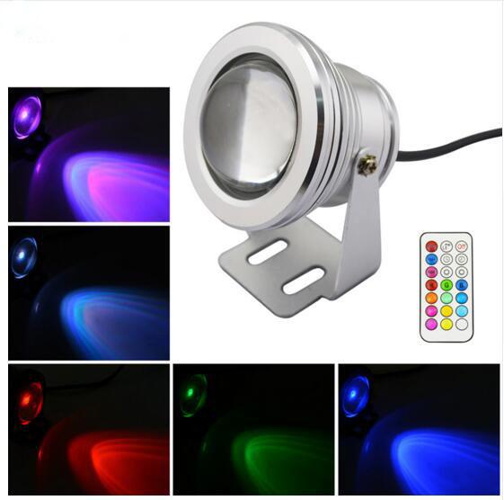 10W 12V underwater RGB Led Light 1000LM Waterproof IP67 fountain pool Lamp Lights 12color change + 21key IR Remote controller