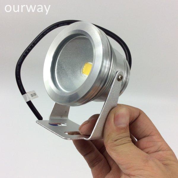 Full Aluminum Silver Body Coloful Light Emitting IP67 12VDC LED 10W Underwater Spotlight, Light Angle Adjustment and Screw Fixing