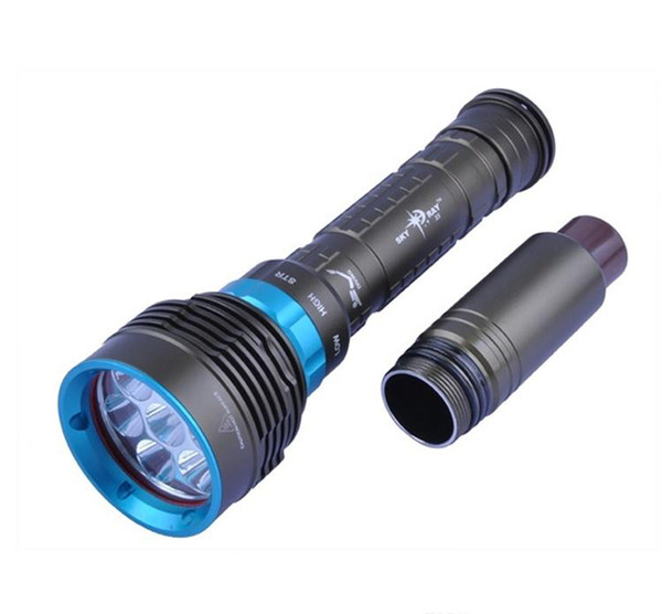 Cheap Hot DV07 7*CREE XM-L2 14000Lumens L2 led diving flashlight torch 200M Underwater Waterproof LED Flash Light Lantern DHL Fast Shipping