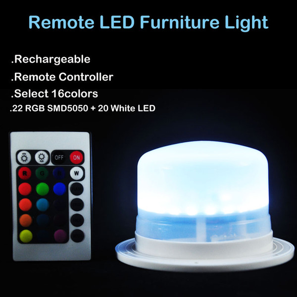 LED Furniture Lighting Battery Rechargeable Led Bulb RGB Remote Control Waterproof IP68 Swimming Pool night Lights