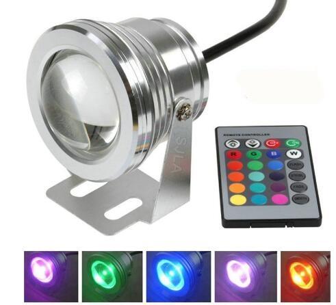 1000LM 10W 12V underwater RGB Led Light Waterproof IP68 fountain pond pool Lamp 16 color change with 24key IR Remote controller