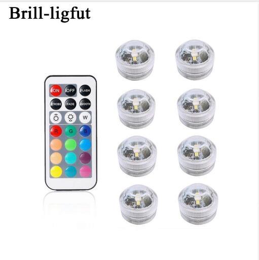 Battery Operated Waterproof RGB Submersible LED Light Underwater Night Lamp Tea Lights for vase,bowls,aquarium and party Wedding