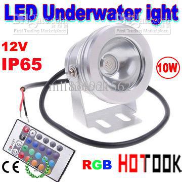 Wholesale - 10W RGB Underwater Light LED Floodlight 12V Round Aquarium Fountain Lighting with Reflection Cup