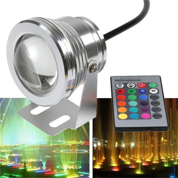 Wholesale-LED Underwater Lights RGB 10W DC12V 1000LM Swimming Pool Fountain Light With Remote Control Waterproof IP68