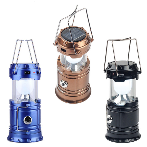 LED Camping Lantern Collapsible Lanter Outdoor Survival Ultra Bright Rechargeable Solar Lamp Emergency Flashlight for Fishing Hiking Hunting