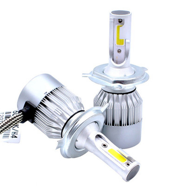 Edison2011 Car Head Light LED C6 Car headlights H1 H3 H4 H7 9006 COB auto front fog light bulb 7200LM 9V-36V 6000K Headlight