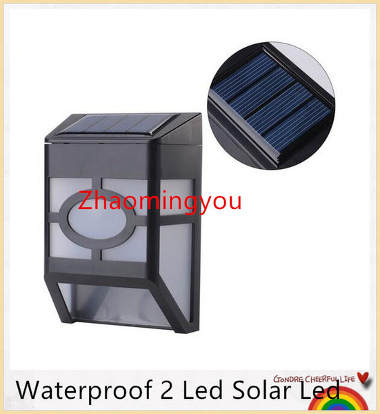 Free shipping Waterproof 2 Led Solar Led Wall Lam Solar Powered Panel Street Light Garden Pathway Wall Spotlight White Warm White