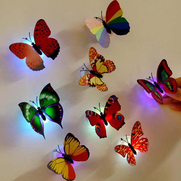 Lifelike Butterfly LED Night Lights Wedding Party Room Decors lights Baby Night Light LED Christmas Holiday Gifts led Glowing lights