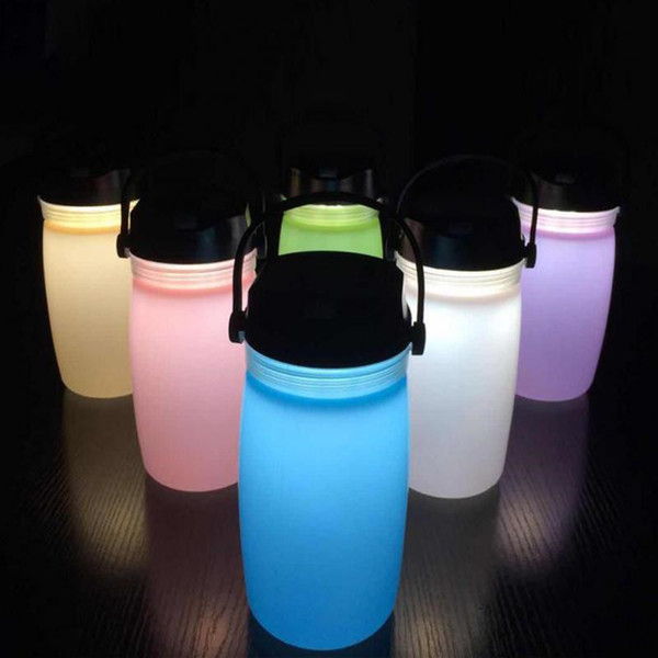 Outdoor Foldable Waterproof Silicone Water Bottle lamp USB Rechargeable Solar Lantern LED Camping tent Light Solar Power Portable Light