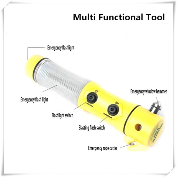 Multi Functional 4 in 1 Multifunctional Car Safety Emergency Escape Hammer with LED Flashlight Window Breaker