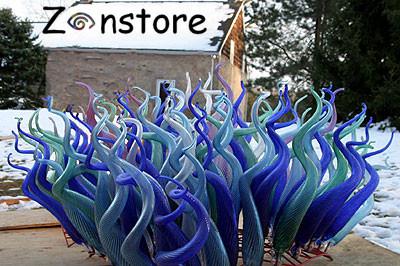 Fancy Chihuly 100% Blown Murano Glass Arts Blue Colored Glass Sculpture Outdoor Garden Decor Glass Sculpture