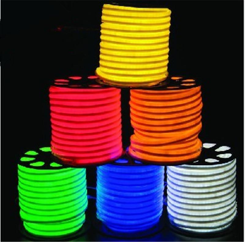 Wholesale-10m/lot LED Neon Flex Rope AC220V/110V PVC LED Light Indoor/Outdoor Use Disco Night Bar Christmas Party Decoration Free Shipping