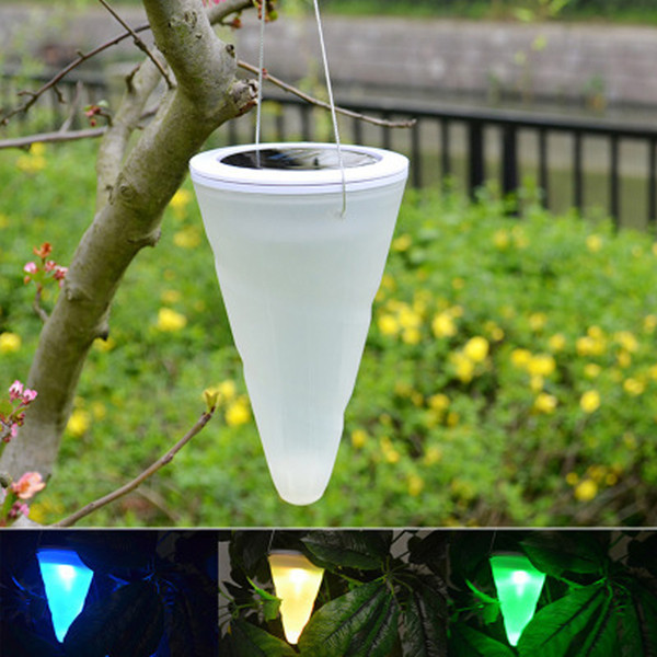 .2018 solar cone LED hanging lights waterproof garden chandelier home place home garden lawn landscape colorful lights