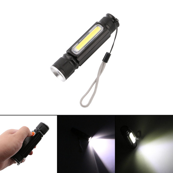 Zoom Flash light T6 +COB LED x900 Flashlight USB Rechargeable torch lamp 4 Mode penlight For outdoor Fishing Hunting Lantern