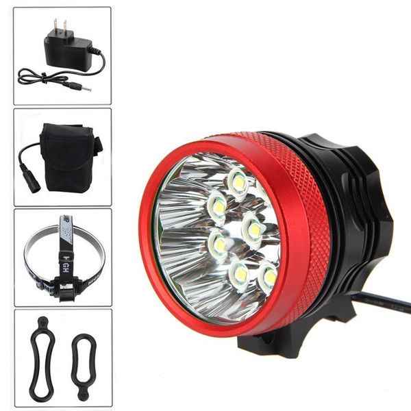 12000LM Bicycle Bike Light Headlights 50 Meters T6 Front 9Led Lamp Cycling Bicycle Flashlight 7800mAh battery outdoor sports bike led light