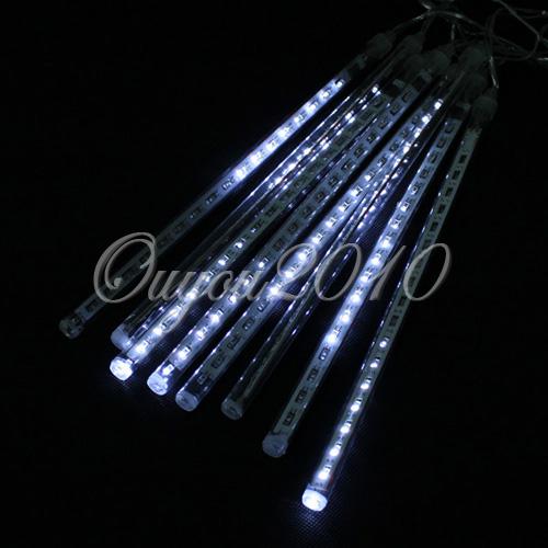 8pcs/lots 20CM 12leds led Meteor Shower Rain Tube Snowfall LED Light Tree Garden Decoration White,blue color.